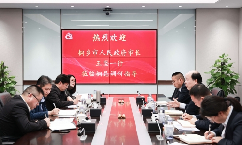 桐乡市委副书记、市长王坚一行莅临尊龙凯时人生就是搏调研